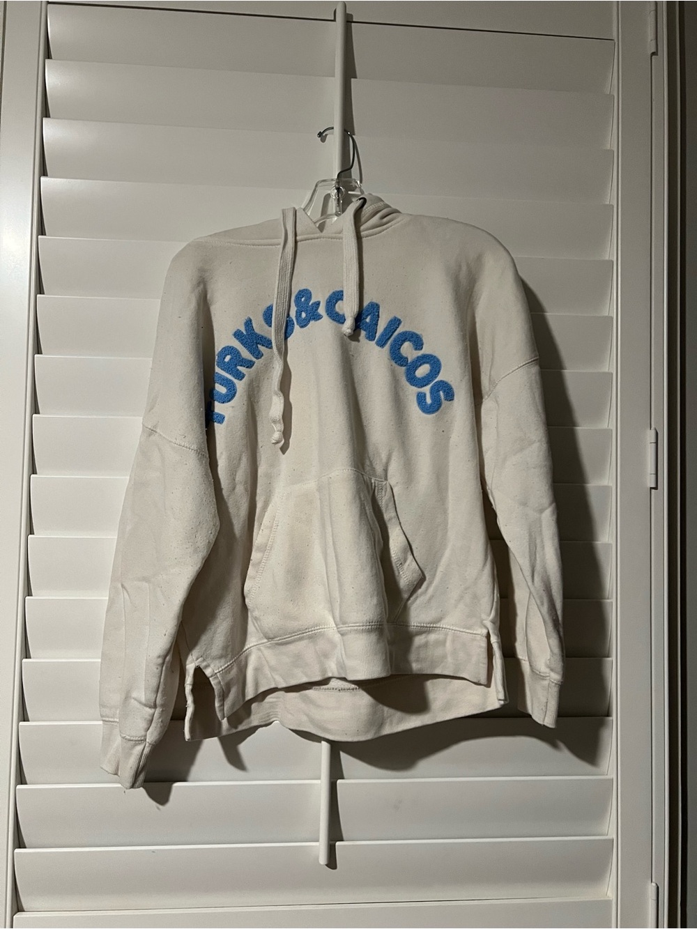 Ocean Drive Cream Pullover Hoodie with Navy Logo-Turks and Caicos